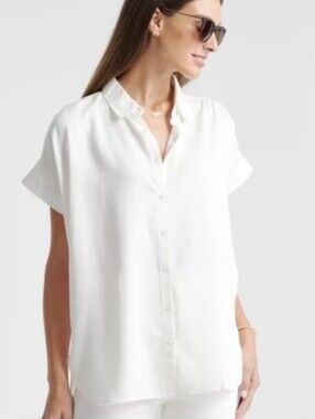 QUINCE VINTAGE WASH TENCEL CAMP SHIRT LARGE